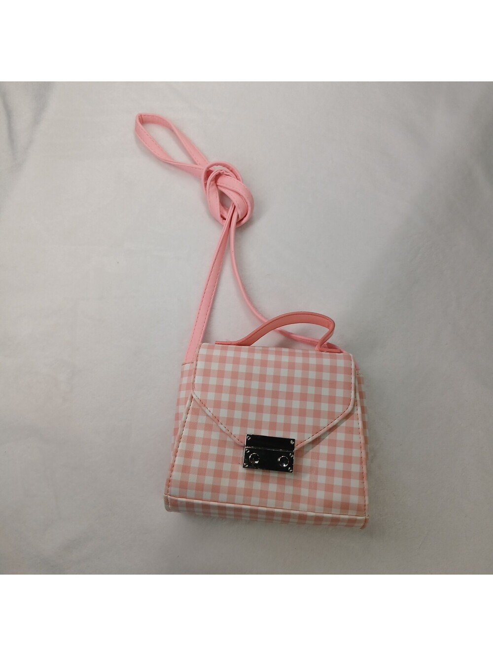 Barbiecore Pink Gingham Mini Purse Top Handle Satchel Bag Silver Lock Small